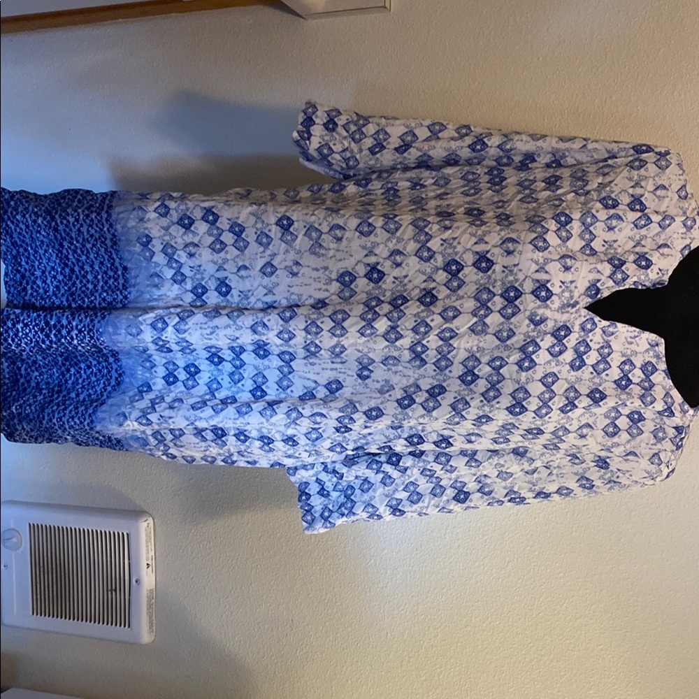 Faded Glory Blue and White High Low Dress